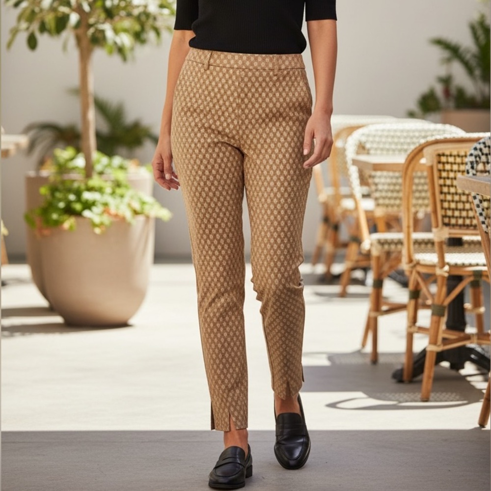 Piazza Sempione Tan Geometric Women's Pants